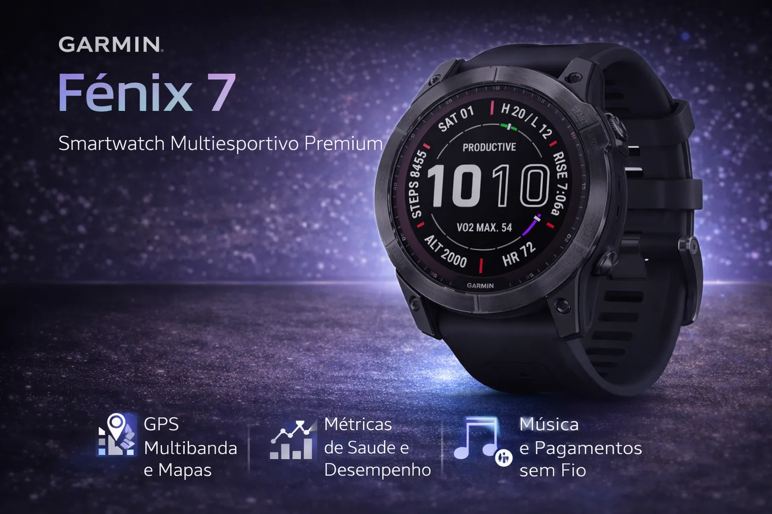 Garmin Fenix 7 Sapphire Solar — Titânio, safira e semanas longe da tomada
