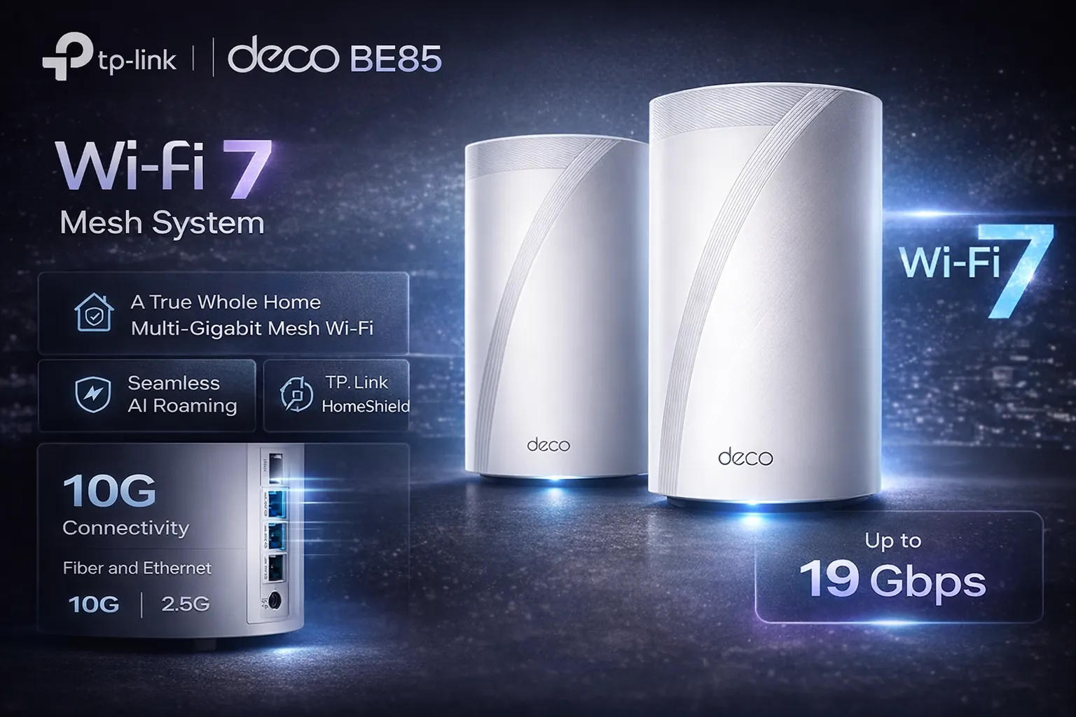 TP-Link Deco BE85 — Wi-Fi 7 com portas de 10 Gbps